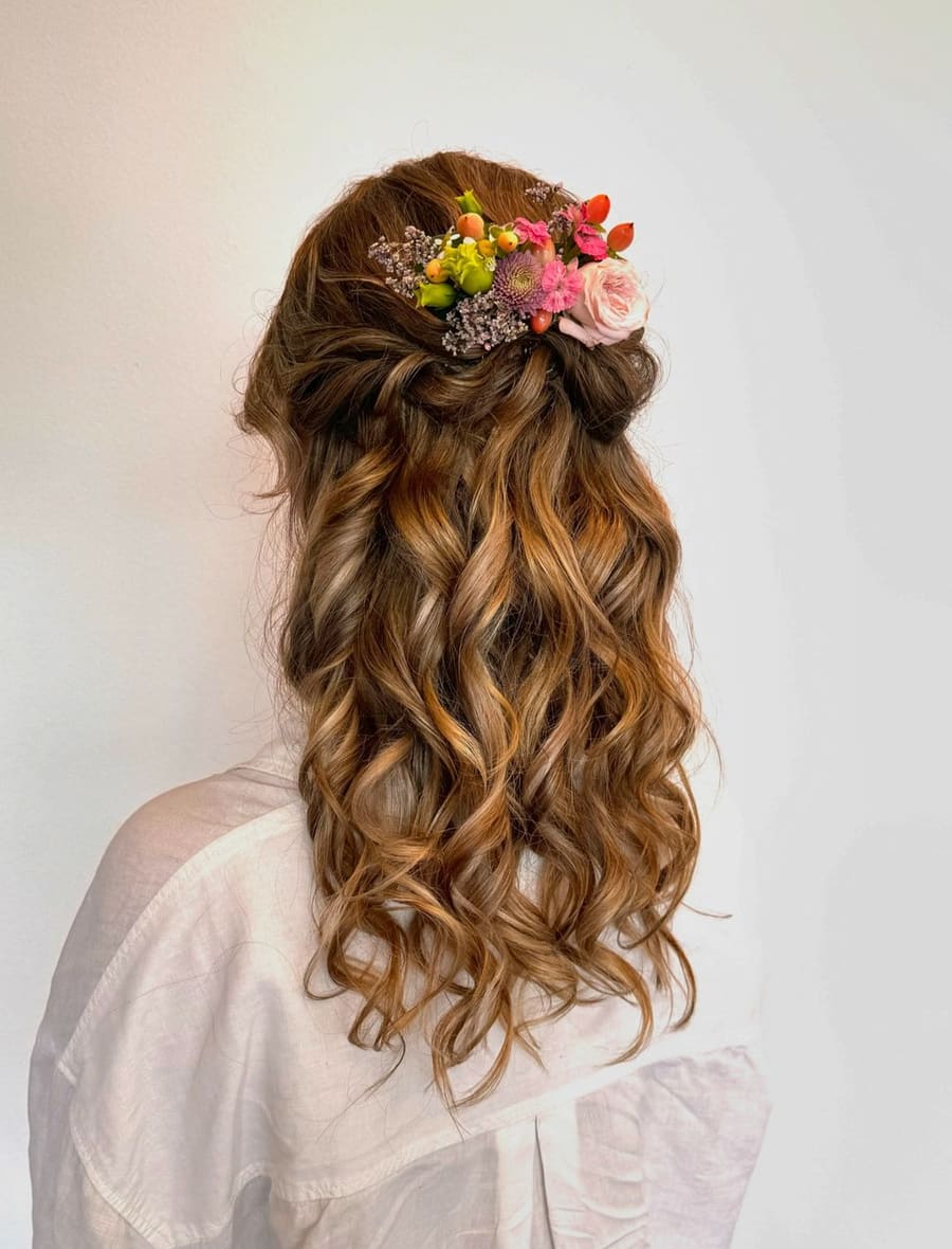 Hochsteckfrisur mit Locken für eine Braut
